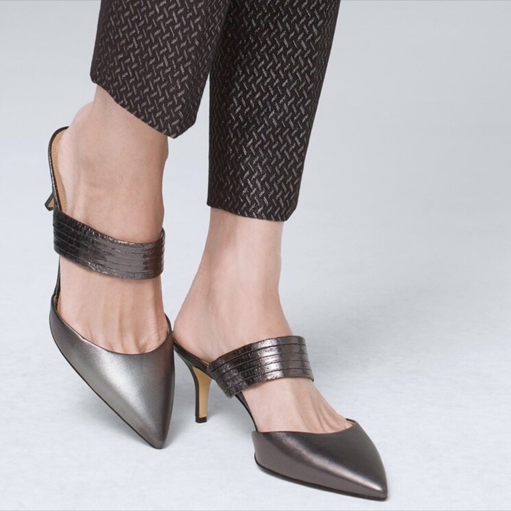 White House Black Market Silver/Gray Low Heels Sz8